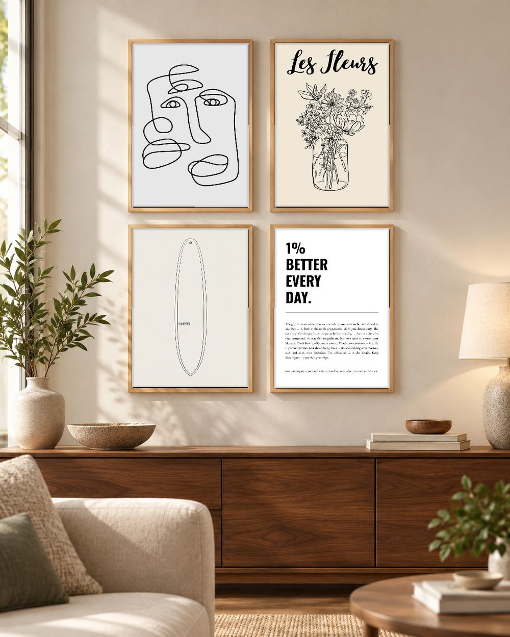 Set de 4 cuadros decorativos que combinan