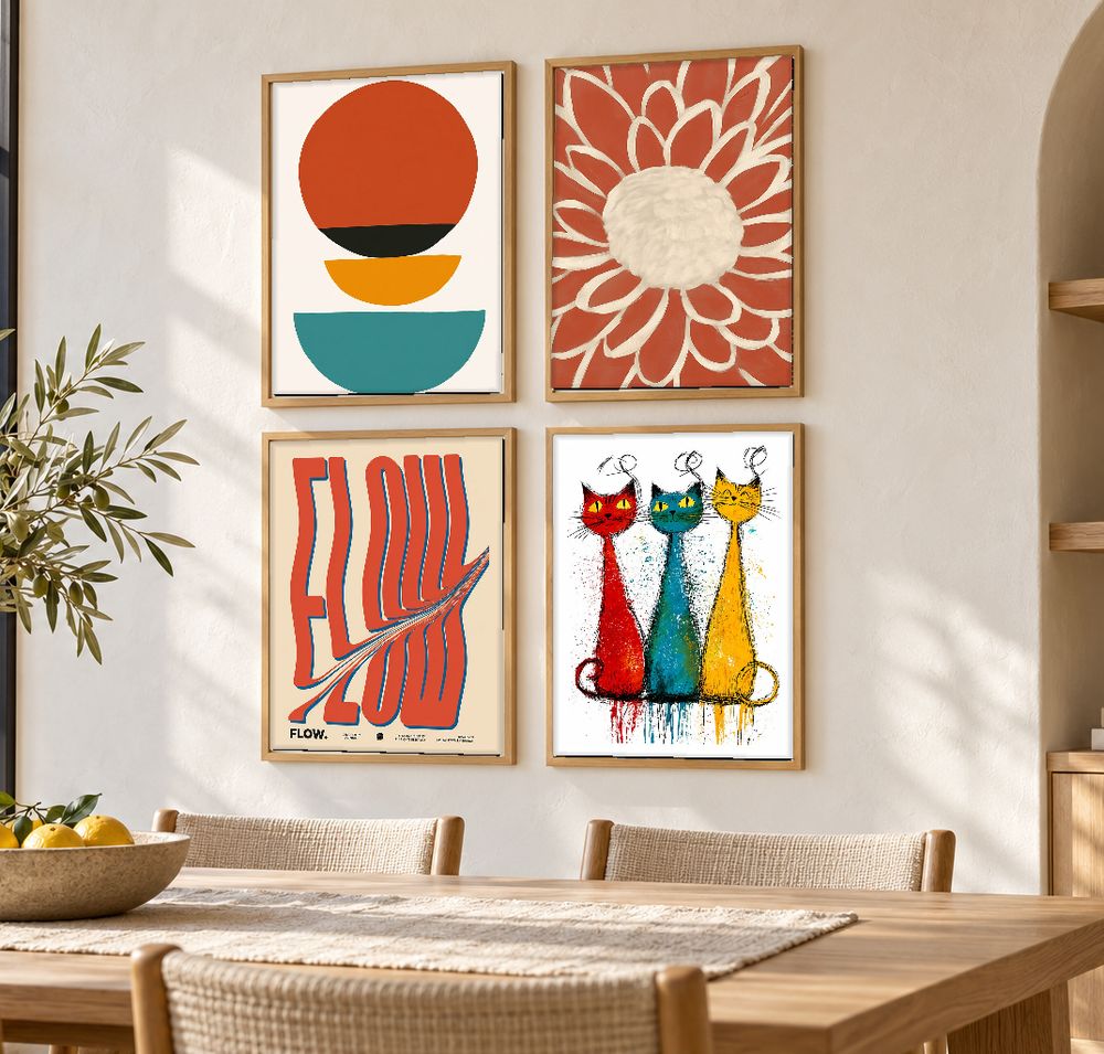 Set de 4 cuadros decorativos que combinan