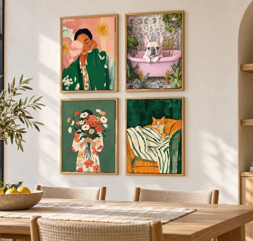 Set de 4 cuadros decorativos que combinan
