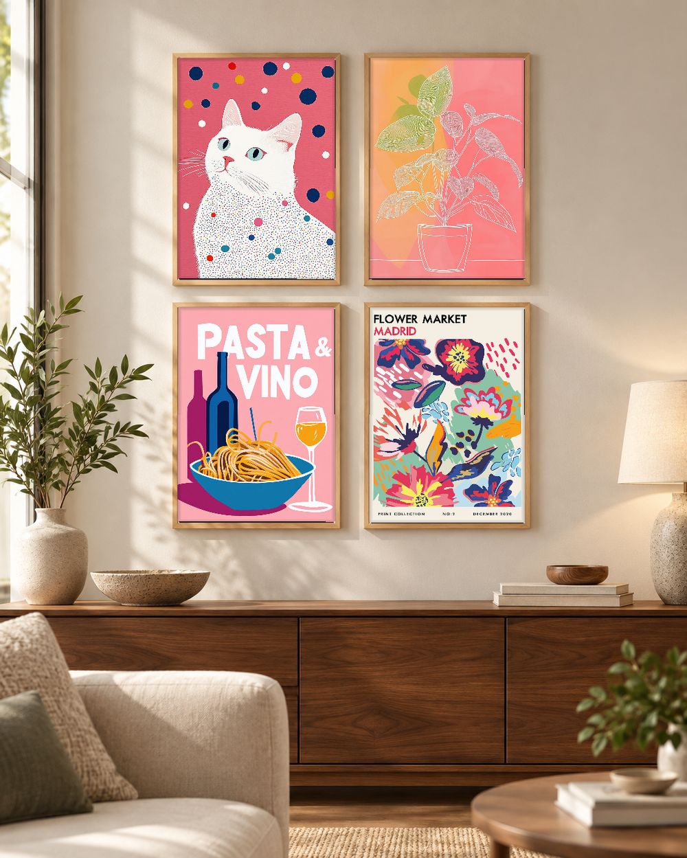 Set de 4 cuadros decorativos que combinan