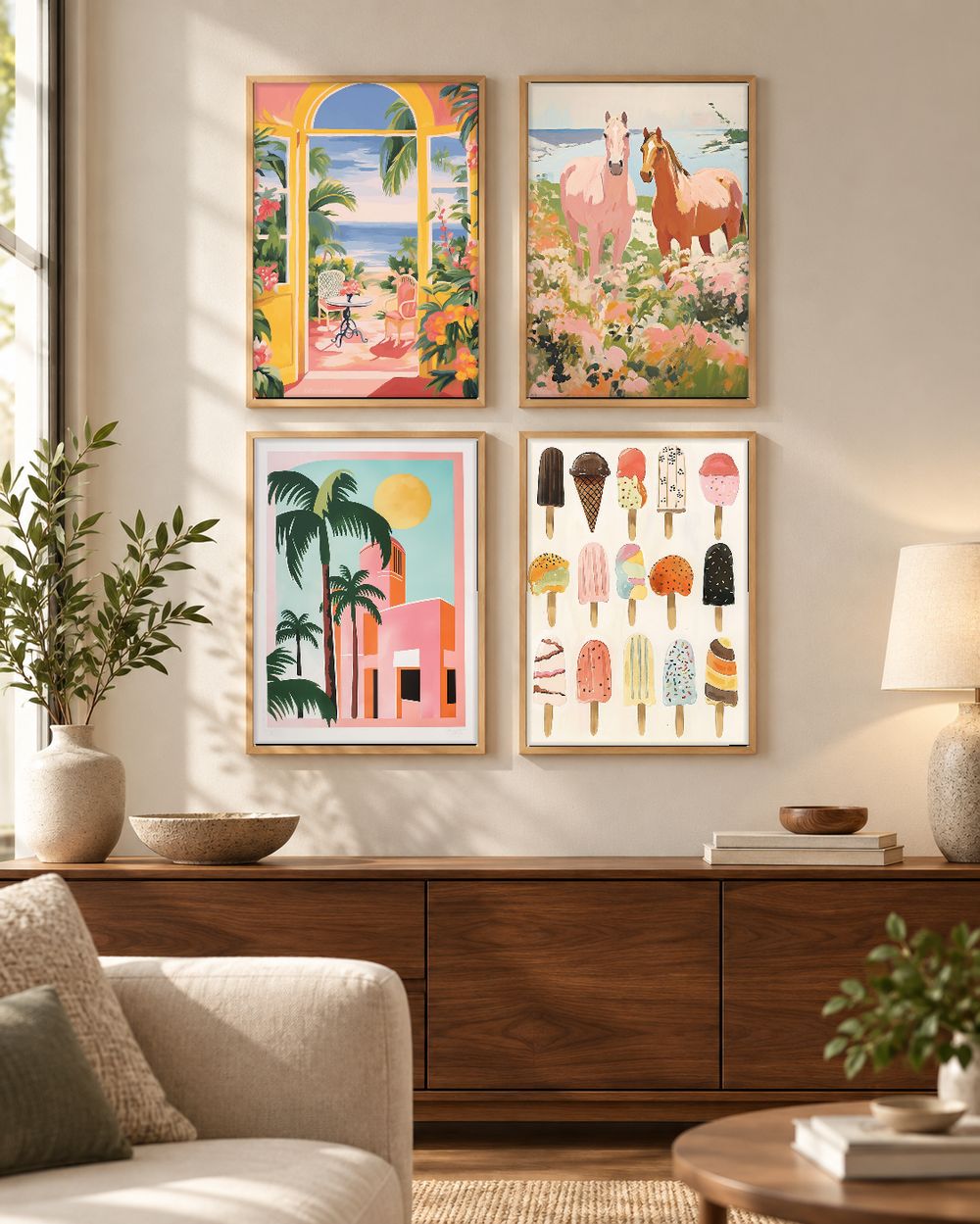 Set de 4 cuadros decorativos que combinan
