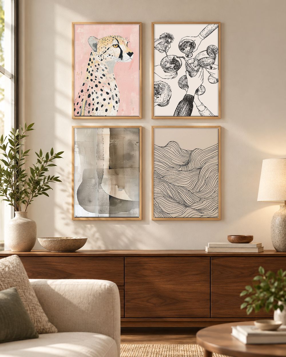 Set de 4 cuadros decorativos que combinan