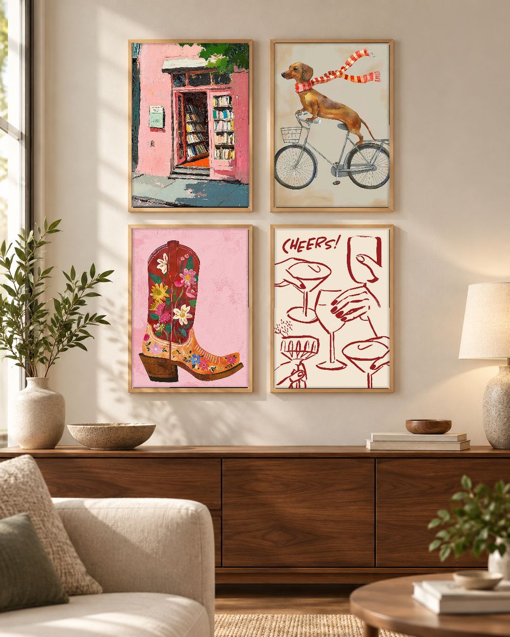 Set de 4 cuadros decorativos que combinan