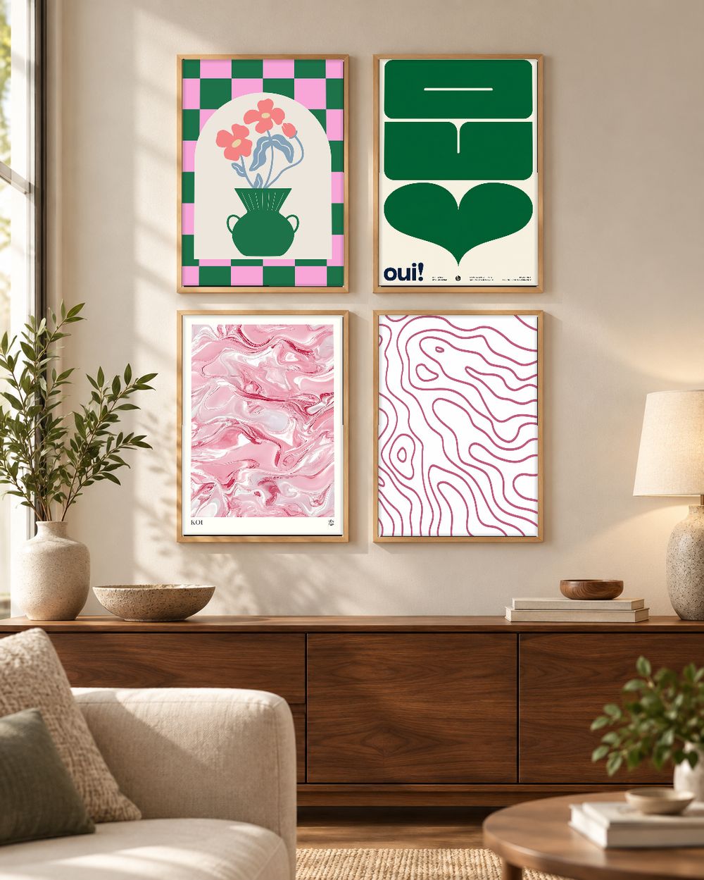 Set de 4 cuadros decorativos que combinan