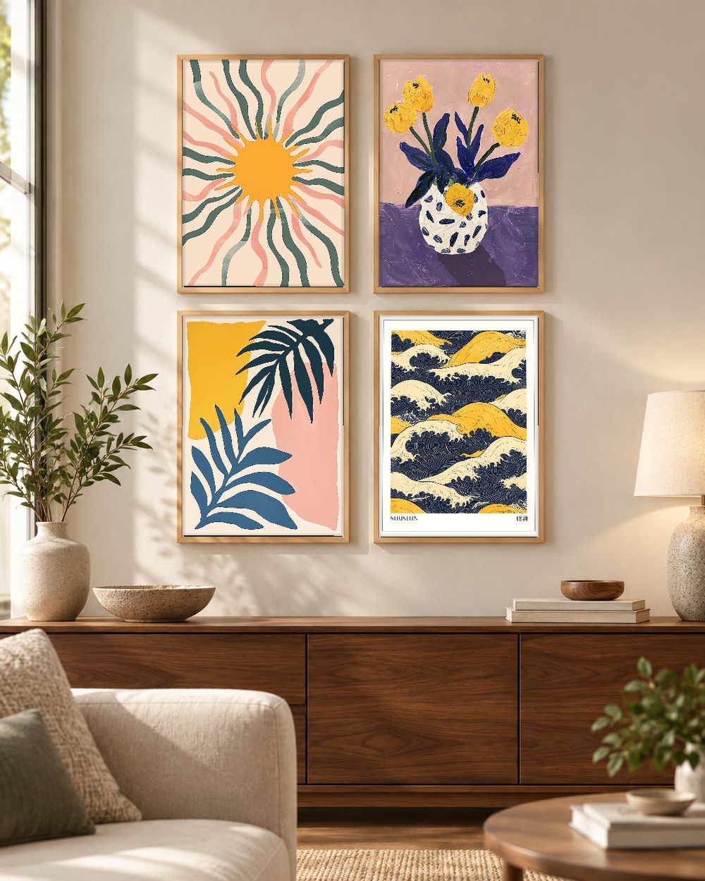 Set de 4 cuadros decorativos que combinan