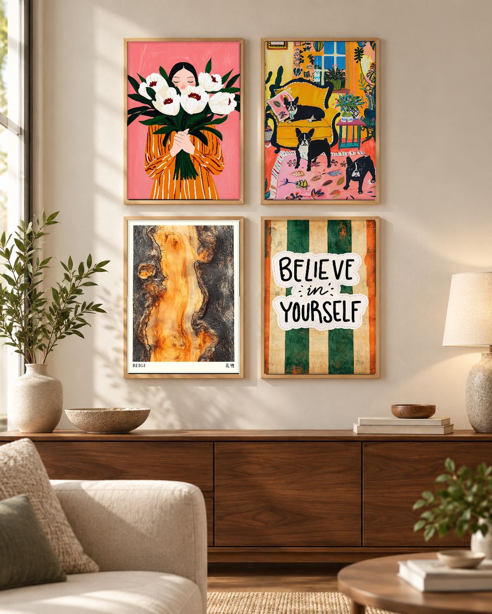 Set de 4 cuadros decorativos que combinan