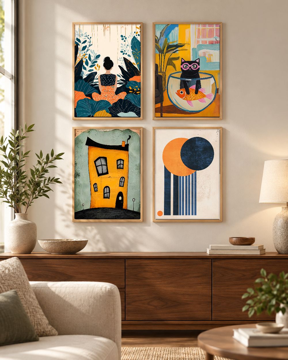Set de 4 cuadros decorativos que combinan
