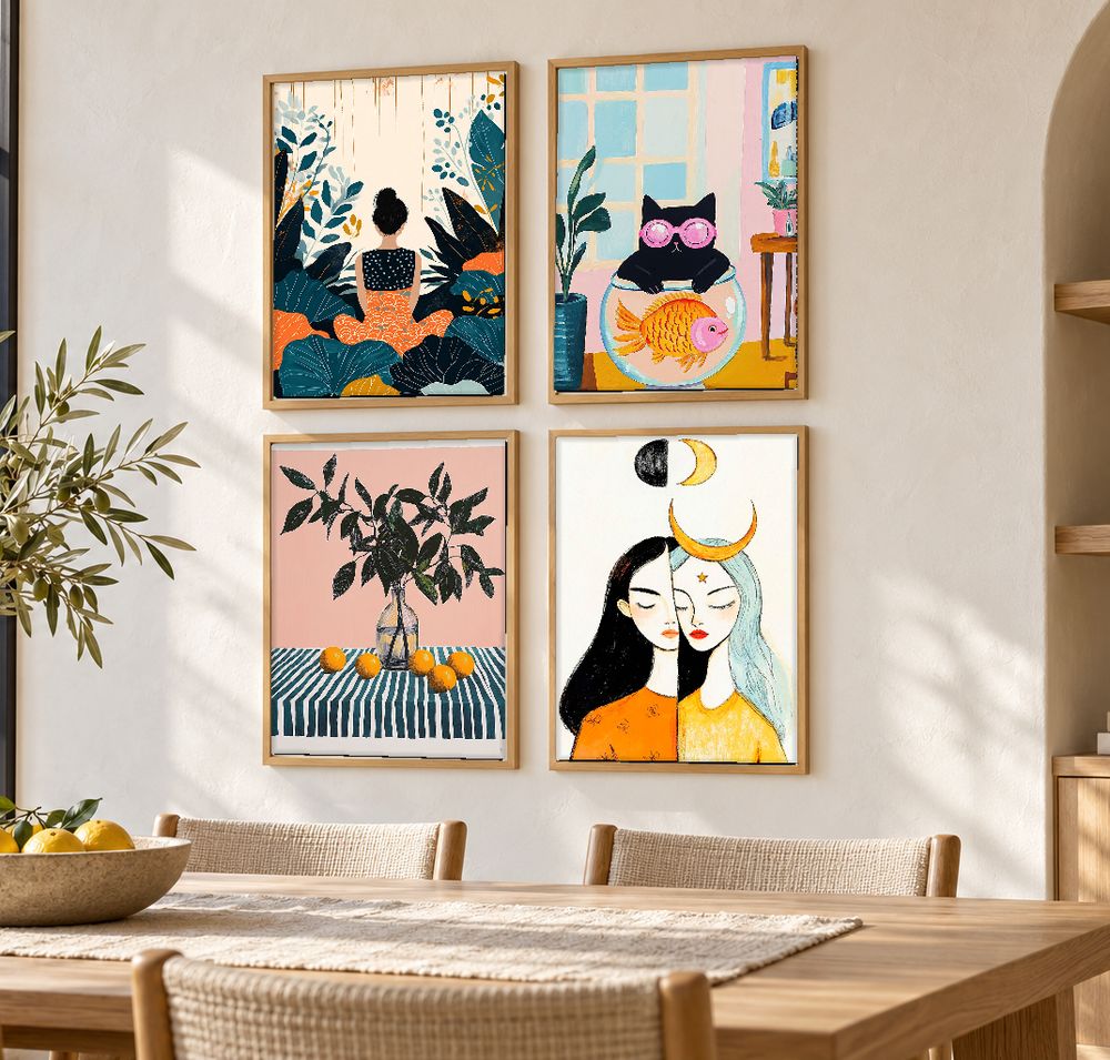 Set de 4 cuadros decorativos que combinan