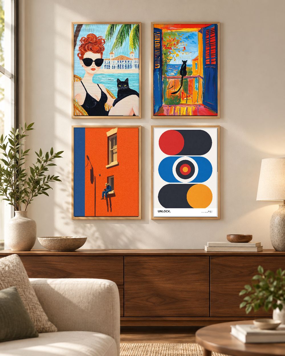 Set de 4 cuadros decorativos que combinan