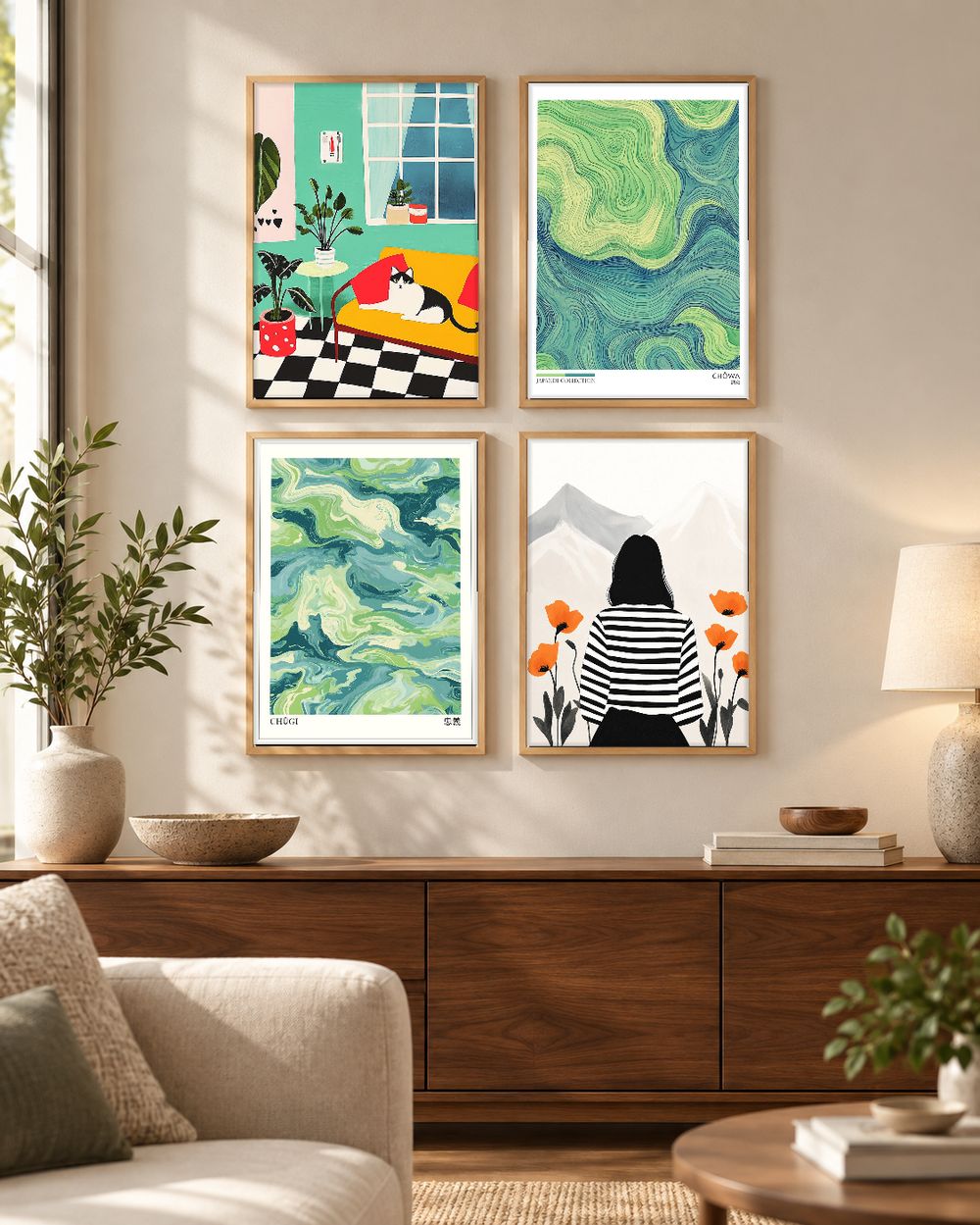 Set de 4 cuadros decorativos que combinan