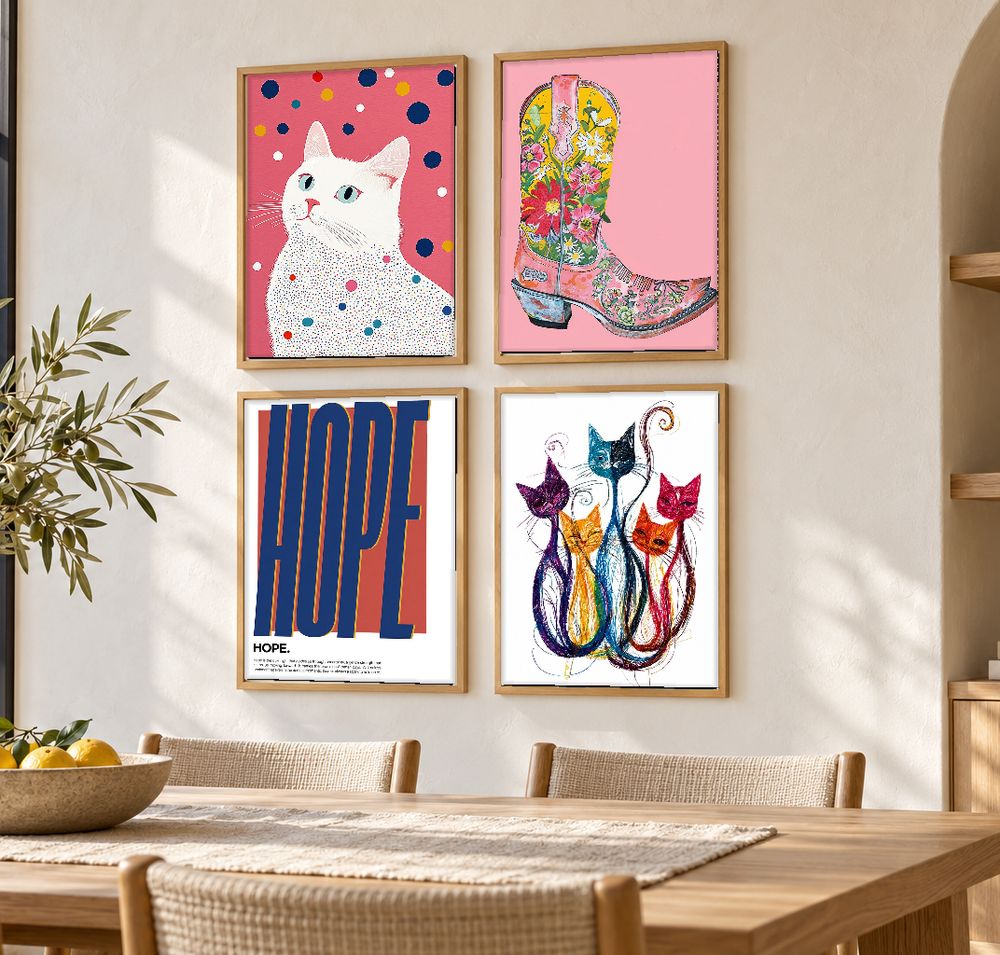 Set de 4 cuadros decorativos que combinan