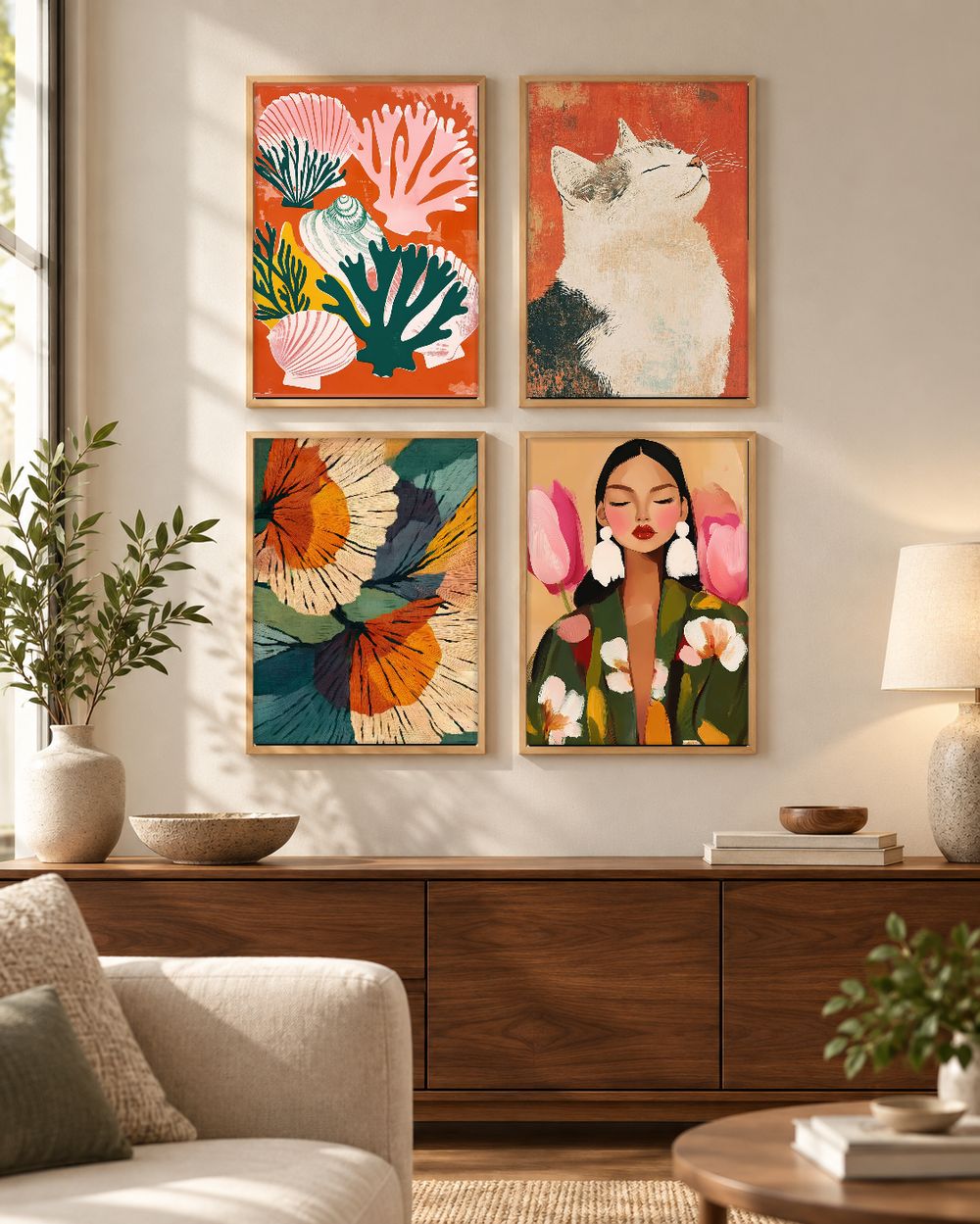 Set de 4 cuadros decorativos que combinan
