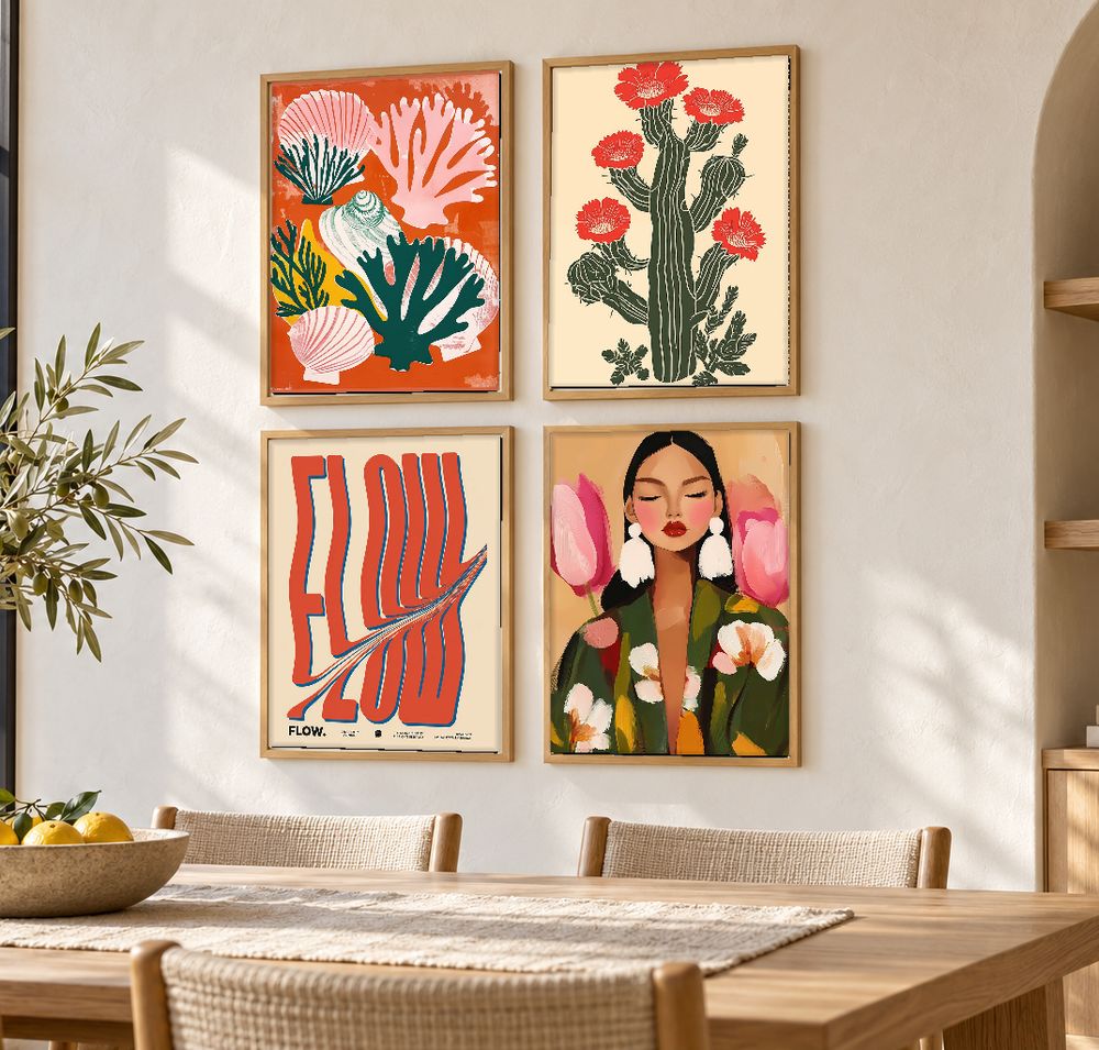 Set de 4 cuadros decorativos que combinan