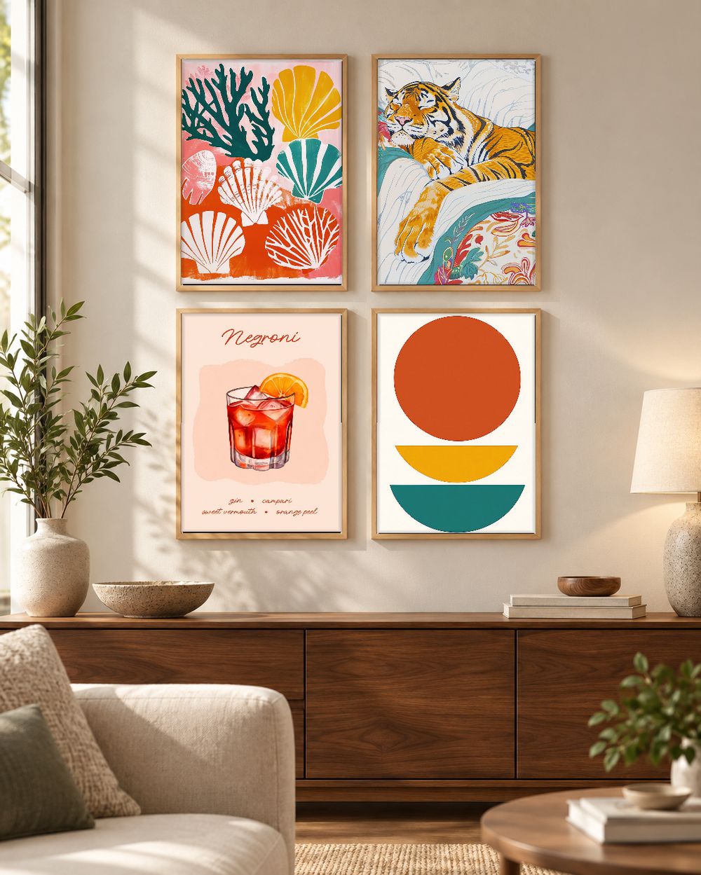 Set de 4 cuadros decorativos que combinan
