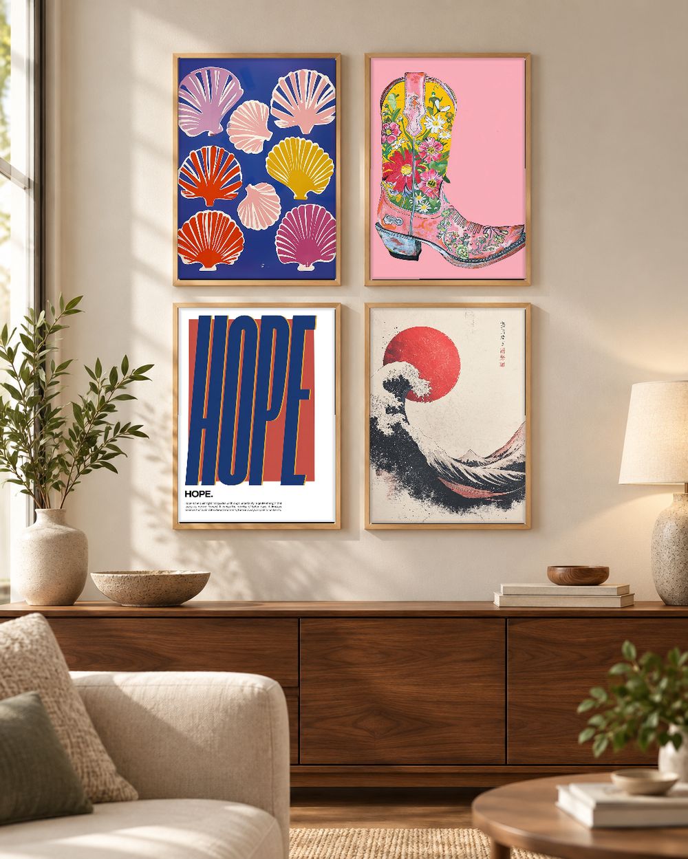 Set de 4 cuadros decorativos que combinan