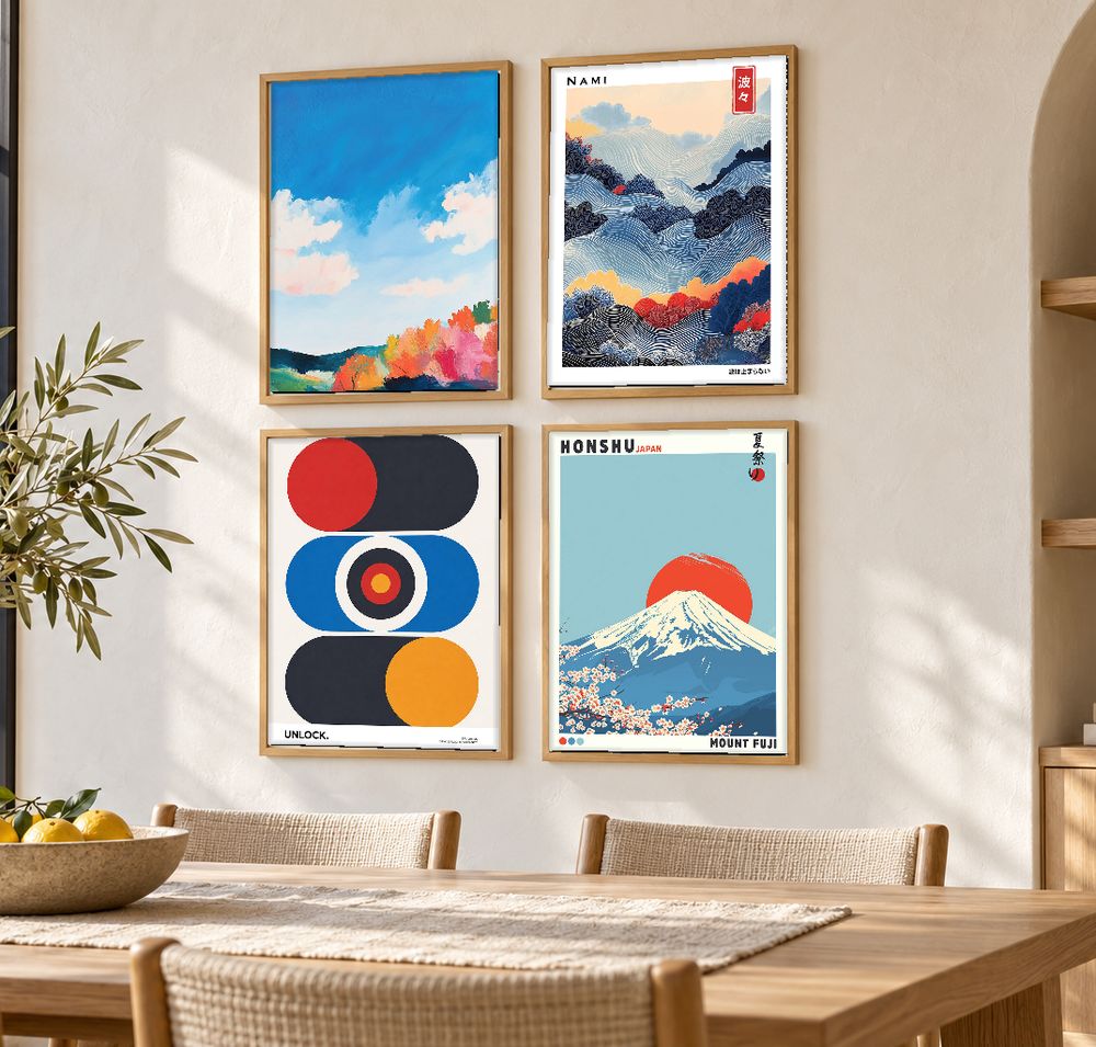Set de 4 cuadros decorativos que combinan