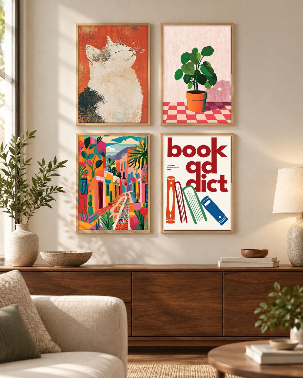 Set de 4 cuadros decorativos que combinan