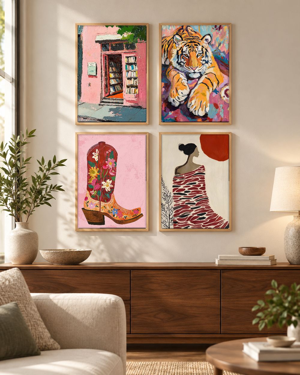 Set de 4 cuadros decorativos que combinan