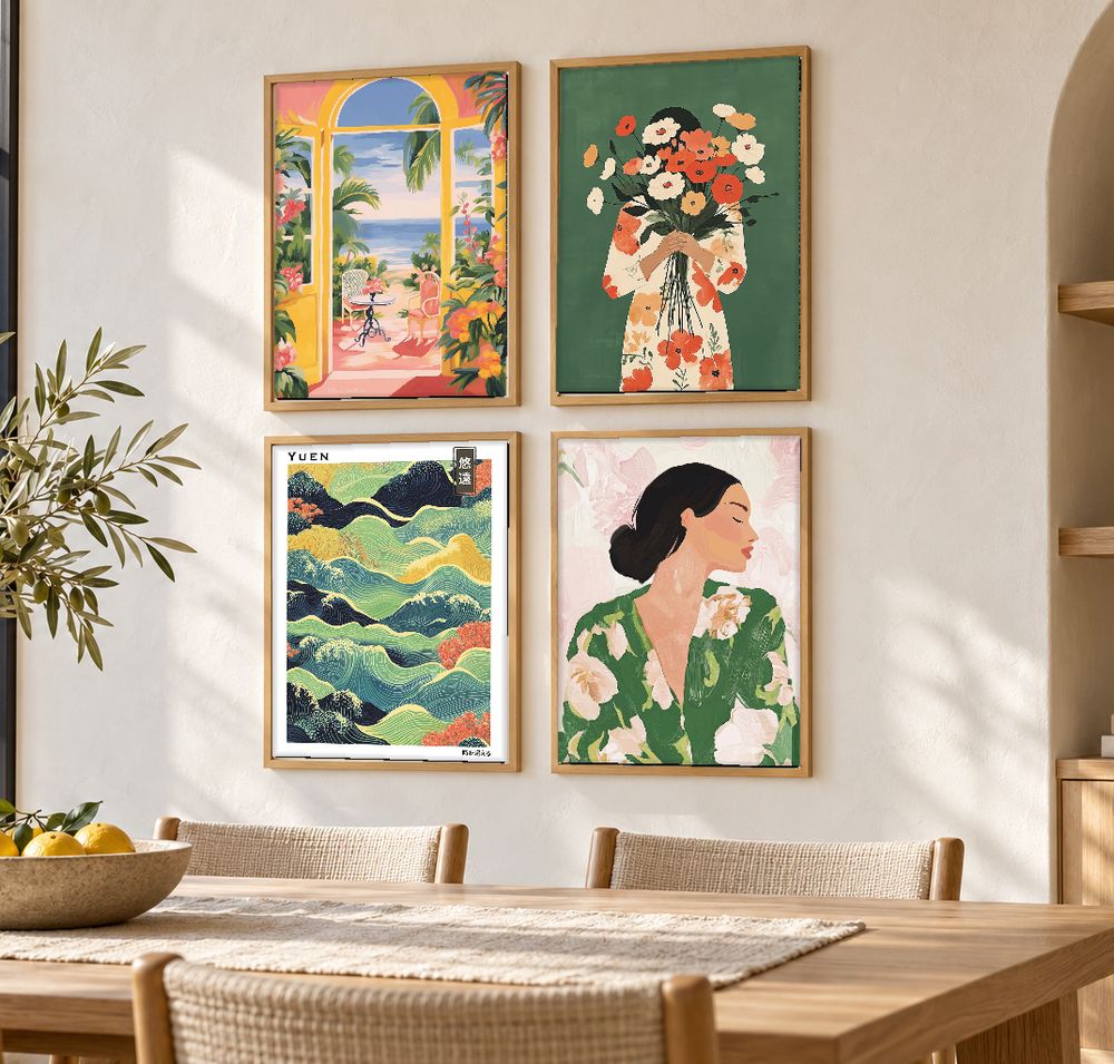 Set de 4 cuadros decorativos que combinan