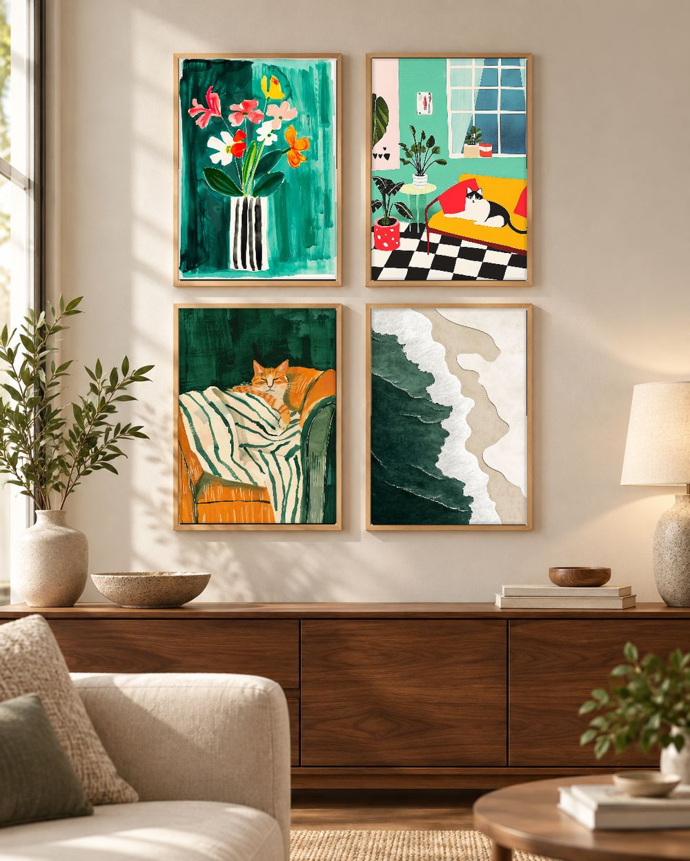 Set de 4 cuadros decorativos que combinan