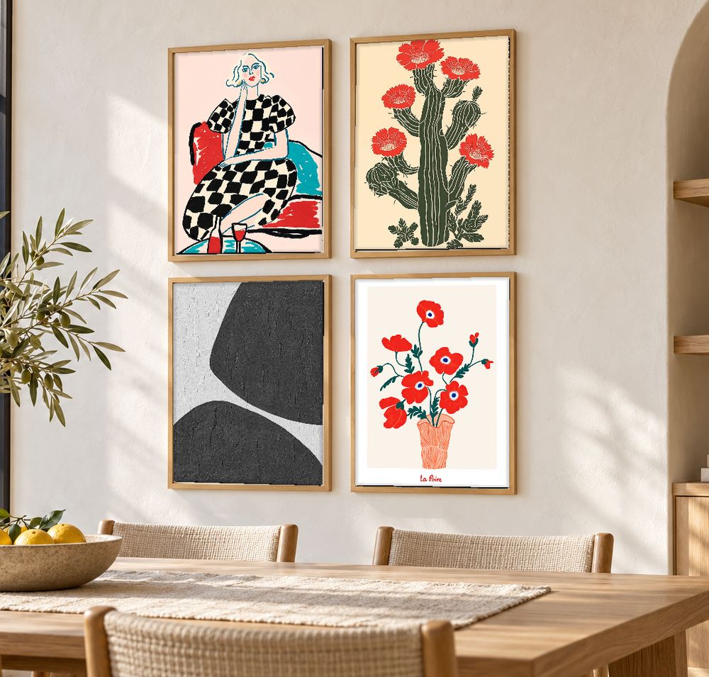 Set de 4 cuadros decorativos que combinan