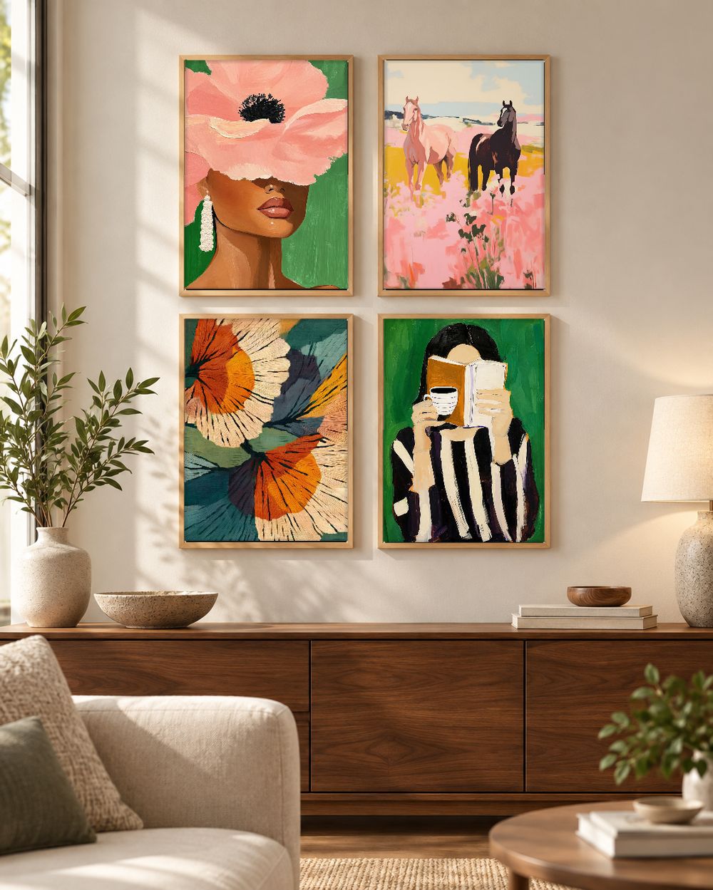 Set de 4 cuadros decorativos que combinan