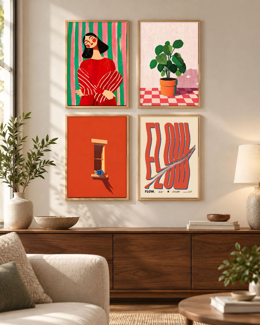 Set de 4 cuadros decorativos que combinan