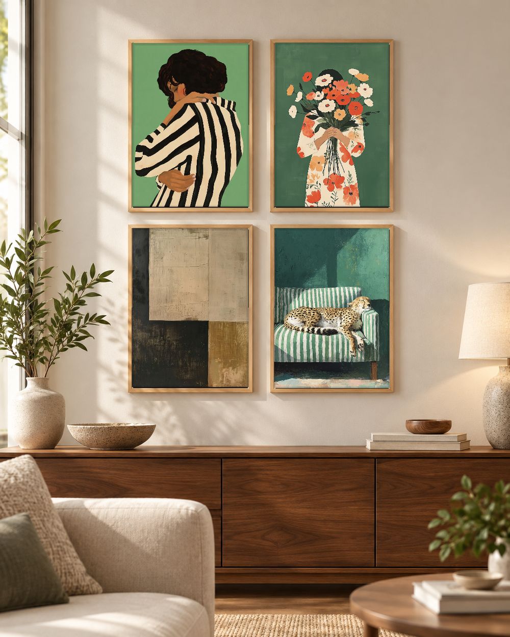 Set de 4 cuadros decorativos que combinan