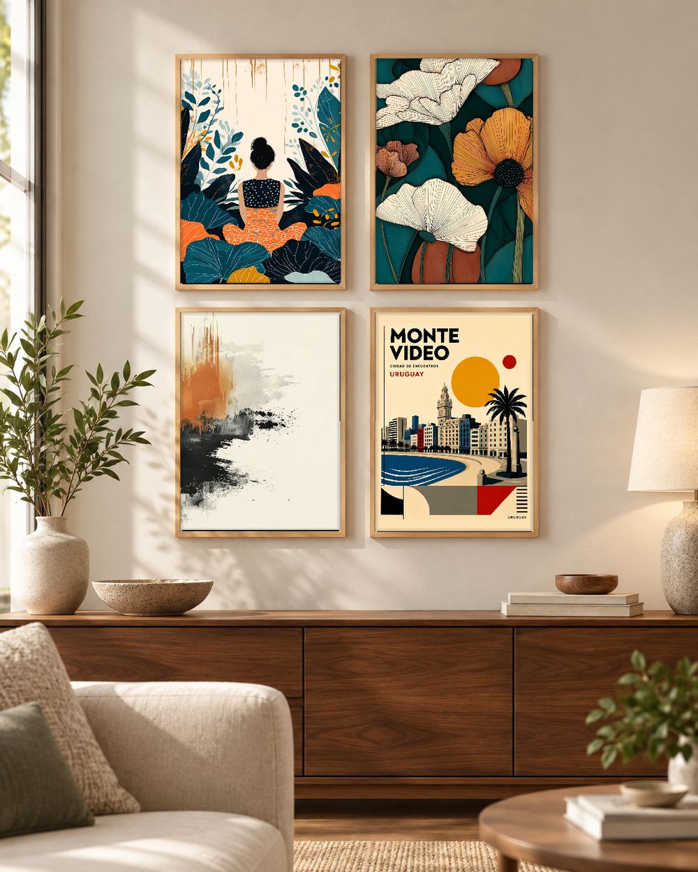 Set de 4 cuadros decorativos que combinan