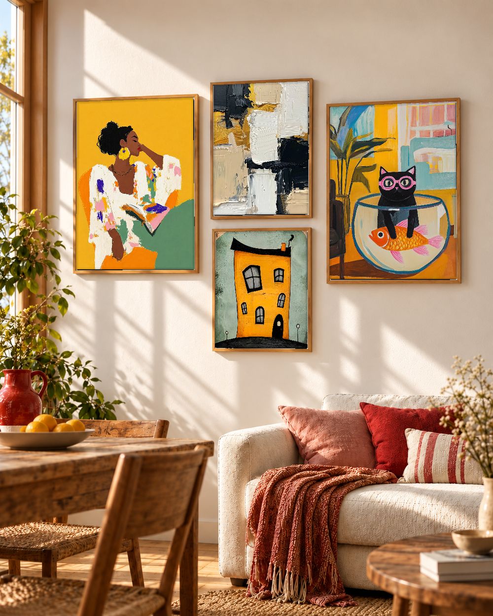 Set de 4 cuadros decorativos que combinan