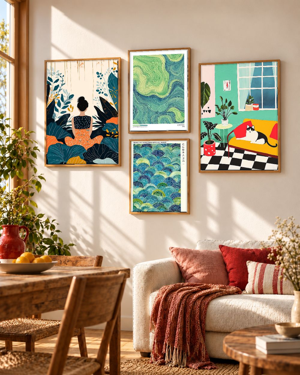 Set de 4 cuadros decorativos que combinan