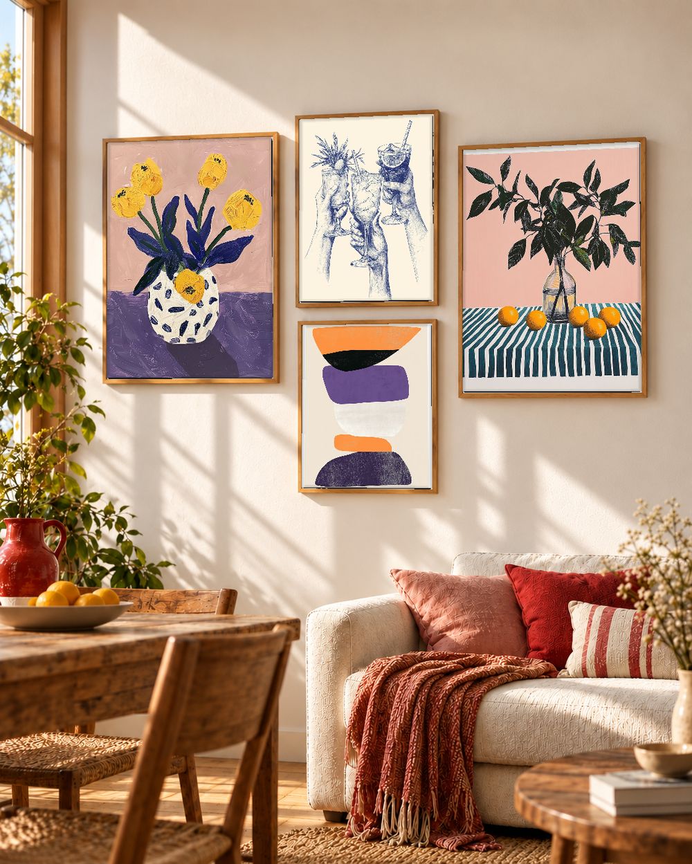 Set de 4 cuadros decorativos que combinan