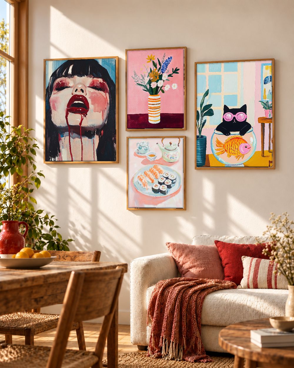 Set de 4 cuadros decorativos que combinan