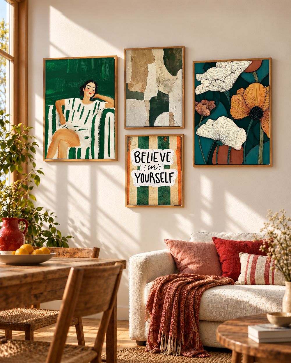 Set de 4 cuadros decorativos que combinan