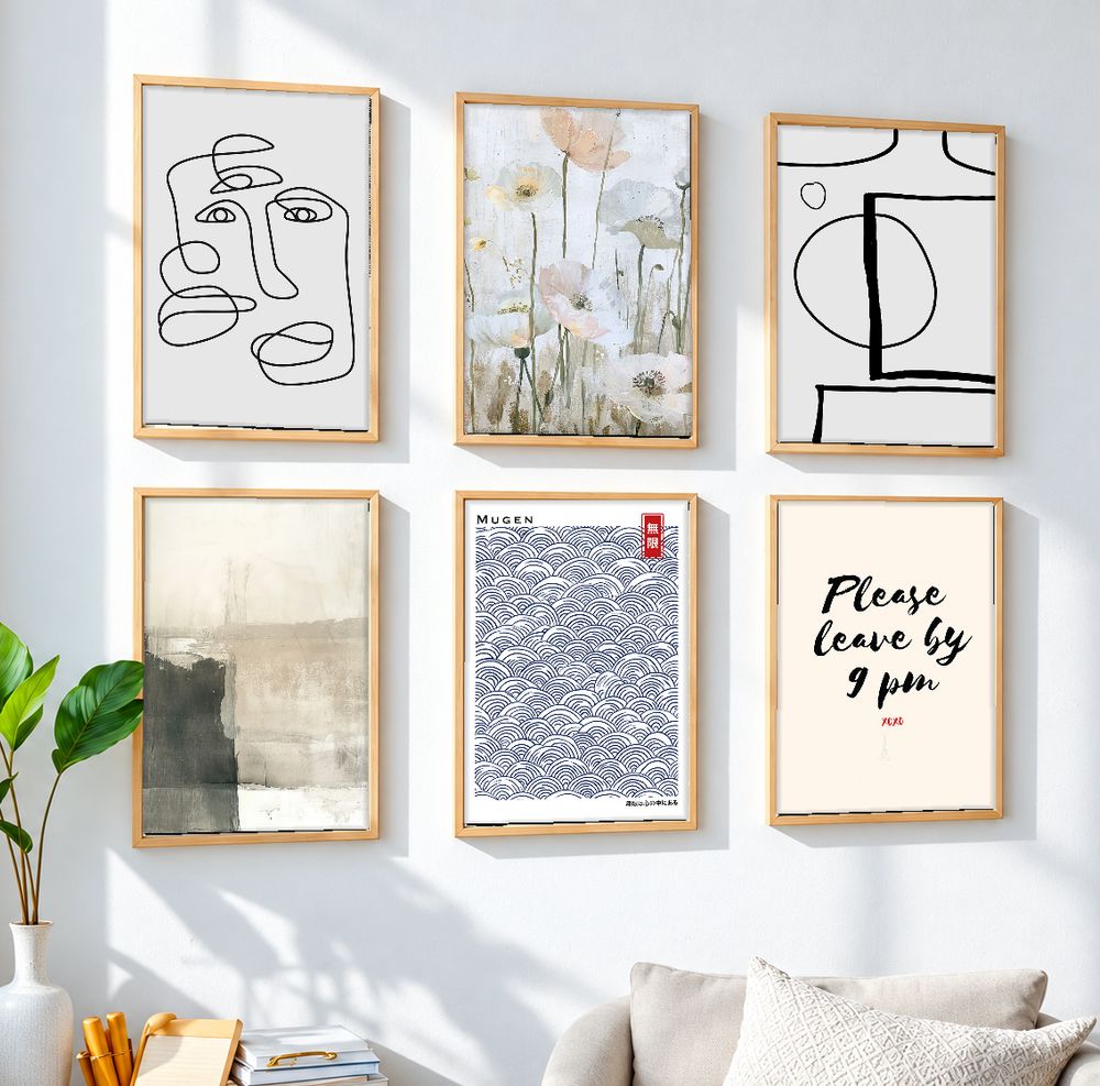 Set de 6 cuadros decorativos que combinan