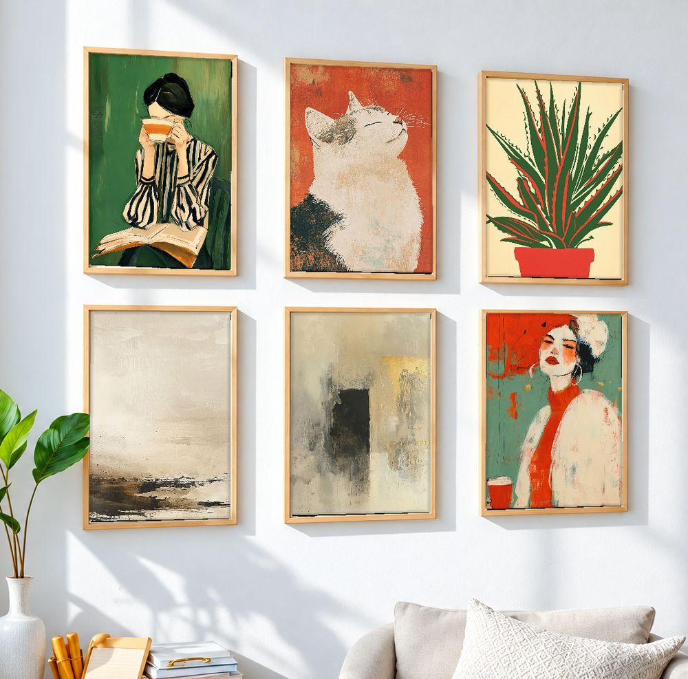 Set de 6 cuadros decorativos que combinan
