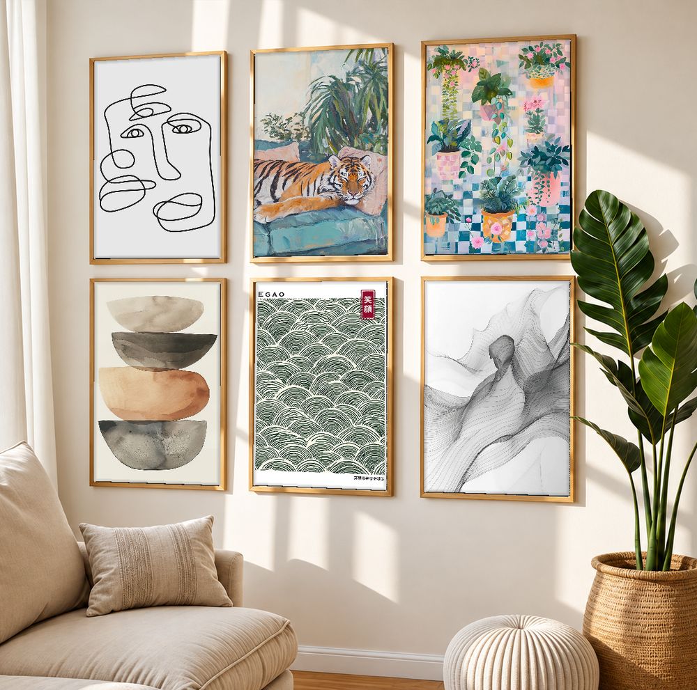 Set de 6 cuadros decorativos que combinan