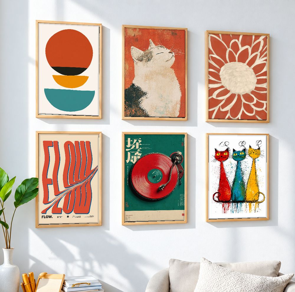 Set de 6 cuadros decorativos que combinan