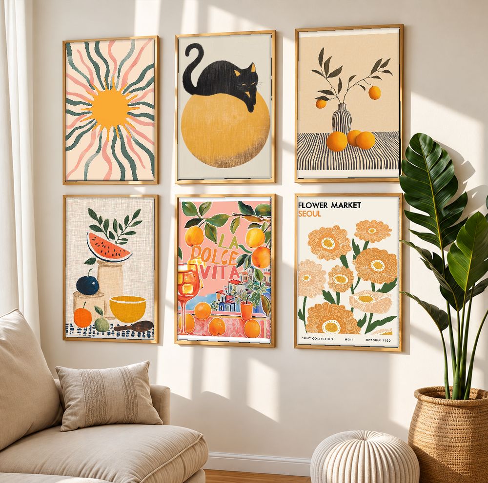Set de 6 cuadros decorativos que combinan