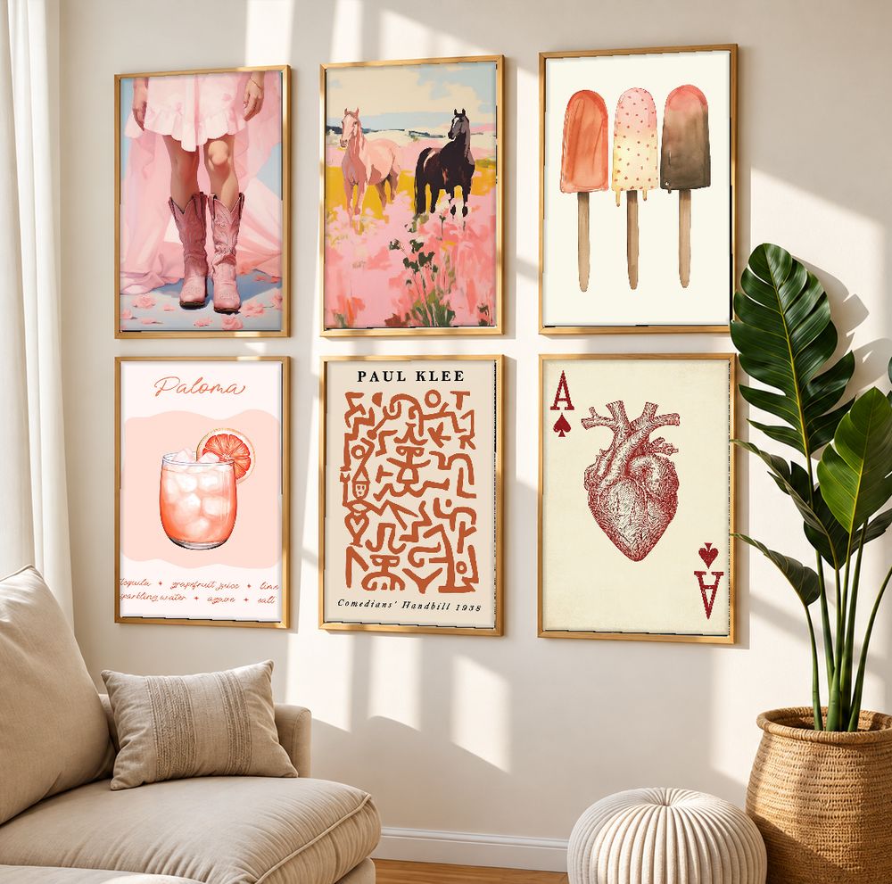 Set de 6 cuadros decorativos que combinan