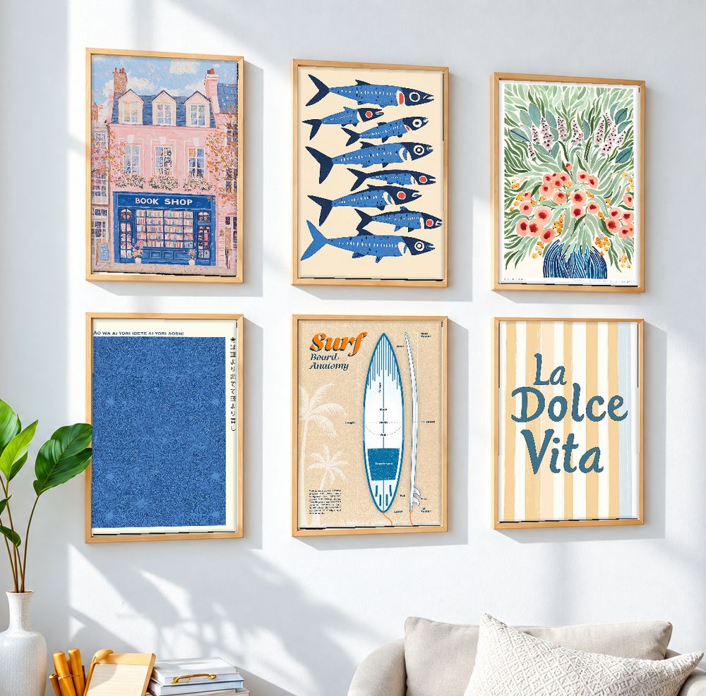 Set de 6 cuadros decorativos que combinan