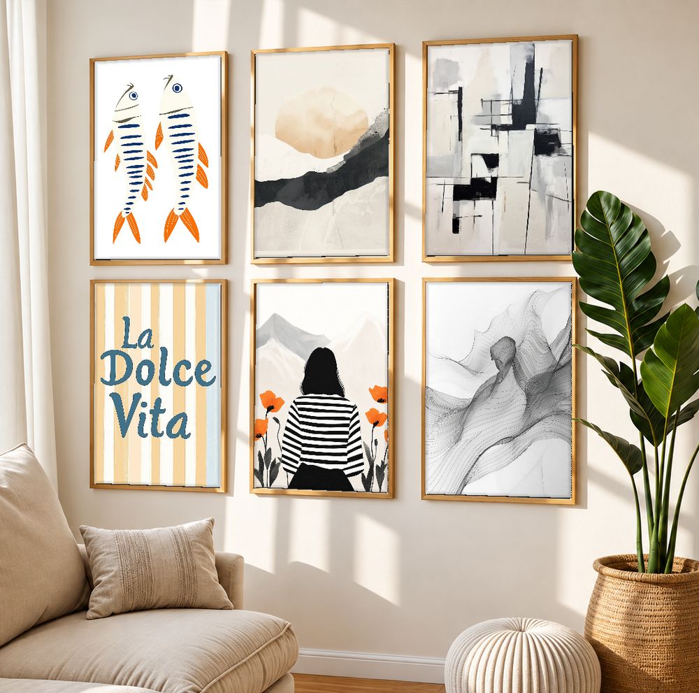 Set de 6 cuadros decorativos que combinan