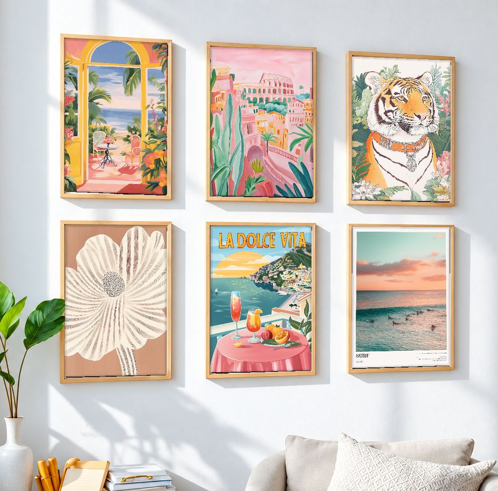Set de 6 cuadros decorativos que combinan