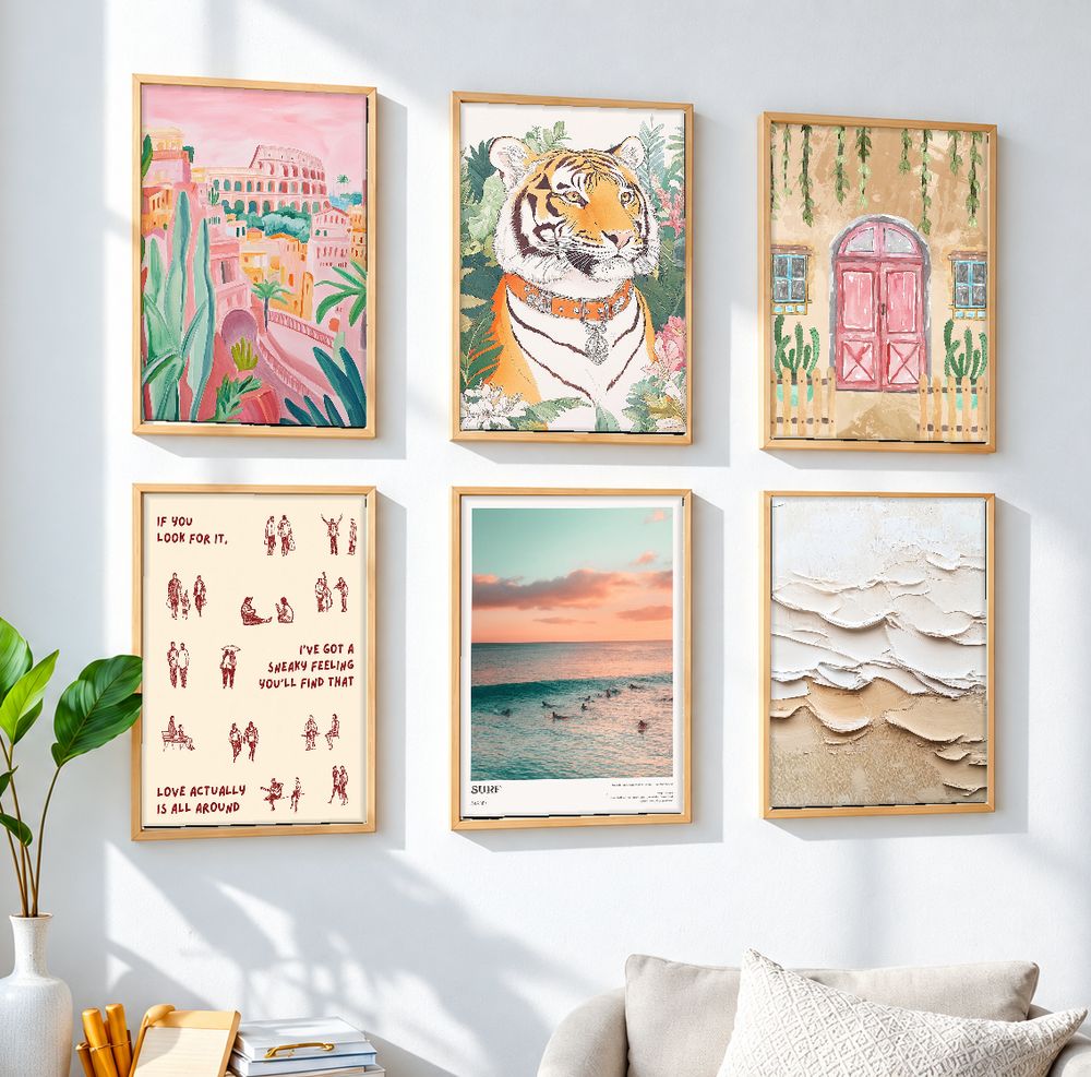 Set de 6 cuadros decorativos que combinan