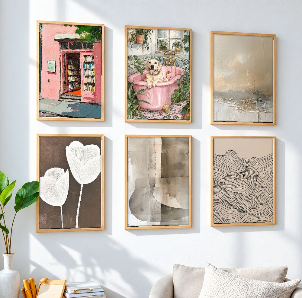 Set de 6 cuadros decorativos que combinan