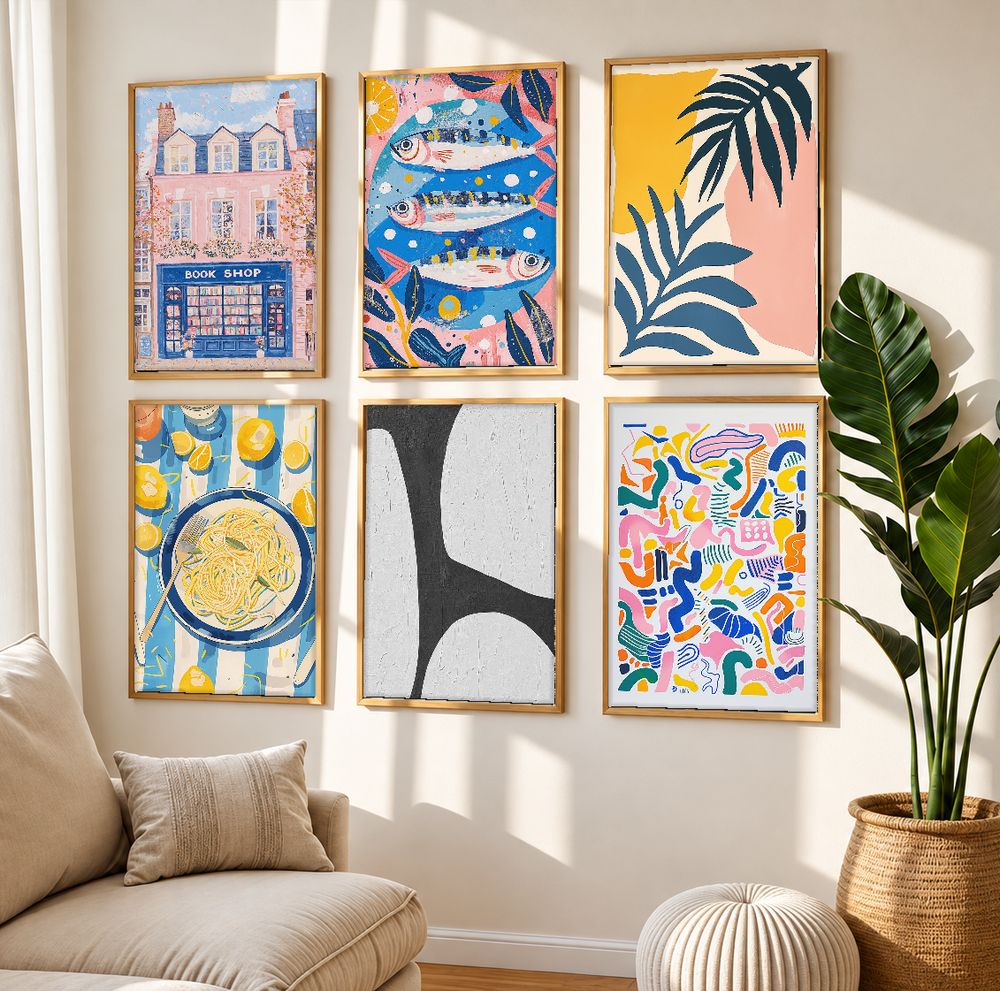 Set de 6 cuadros decorativos que combinan