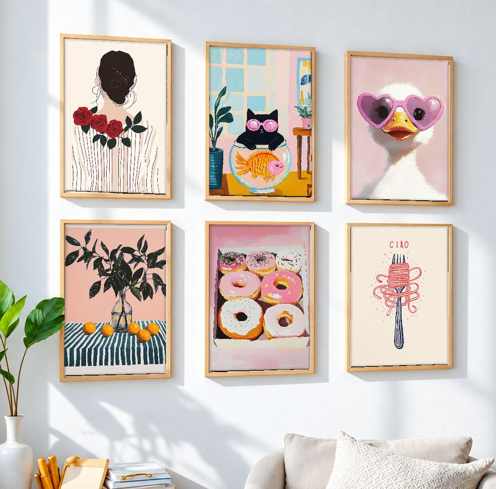 Set de 6 cuadros decorativos que combinan