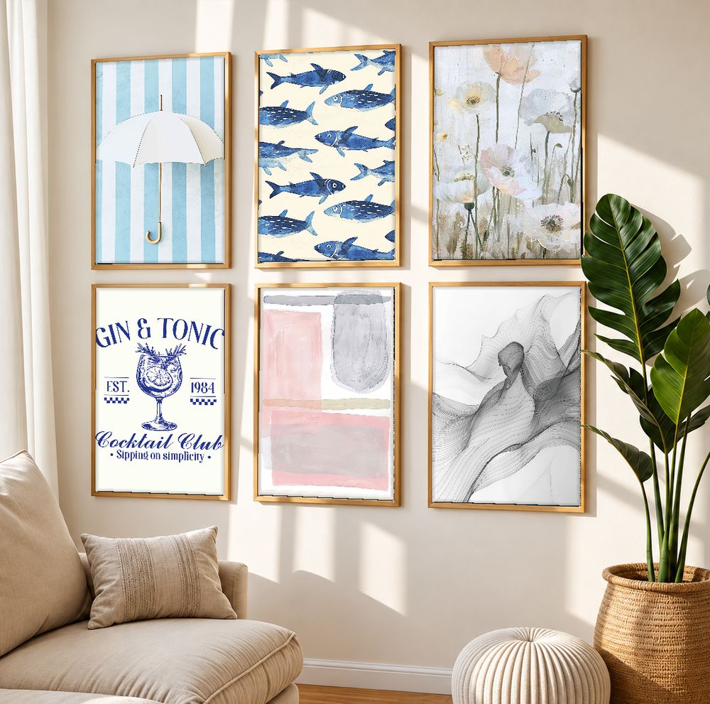 Set de 6 cuadros decorativos que combinan