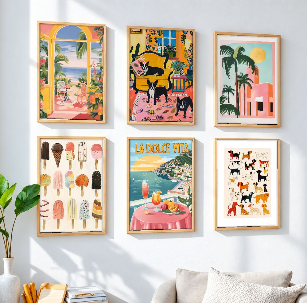 Set de 6 cuadros decorativos que combinan