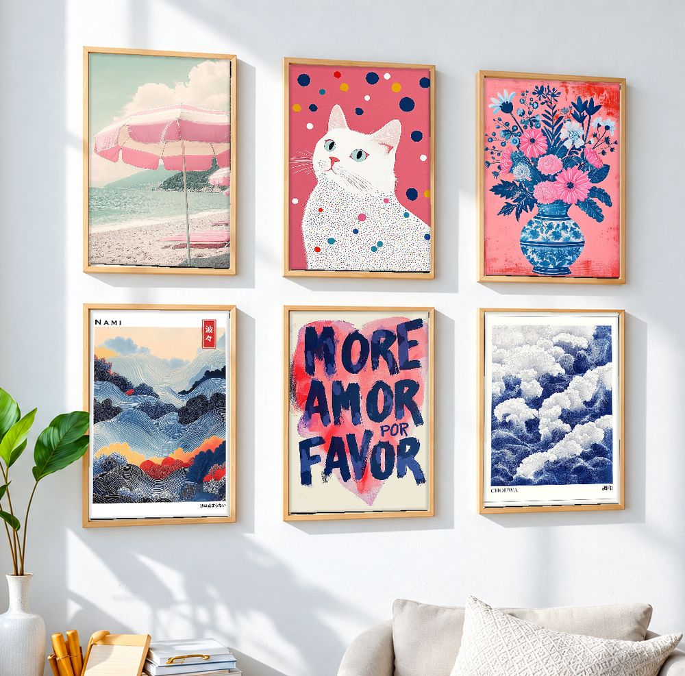 Set de 6 cuadros decorativos que combinan